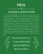 Neil custom name print for wall display in dark green