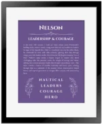 Nelson name meaning gift print in purple with black matte frame