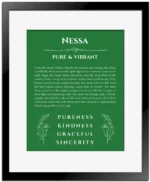 Nessa custom name print for wall display in dark green with black matte frame