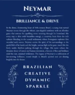 Neymar personalized name art with origin story in deep blue
