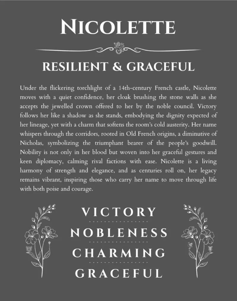 Nicolette custom name print for wall display in gray