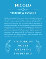 Nicolo name origin print with meaning and traits in blue