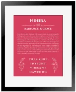 Nihira name meaning gift print in red with black matte frame