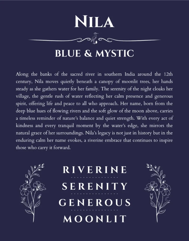 Nila personalized name meaning print in navy blue