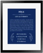 Nile name meaning wall art by Get Your Story in deep blue with black matte frame