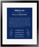 Nirvaan name meaning wall art by Get Your Story in deep blue with black matte frame