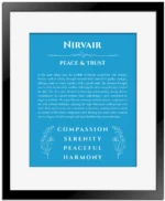Nirvair name meaning gift print in blue with black matte frame