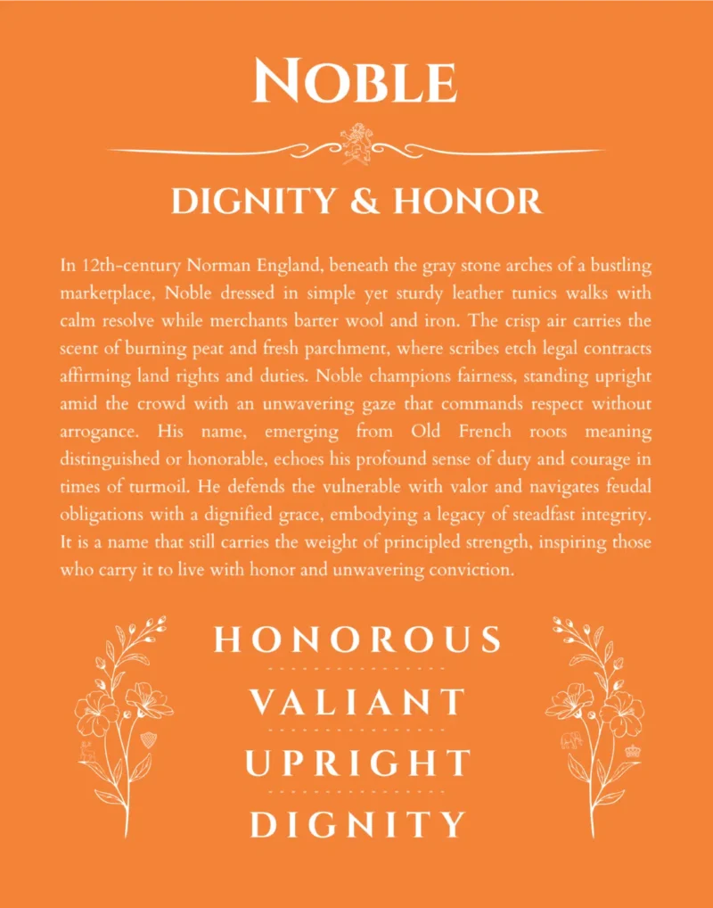 Noble custom name meaning print in orange