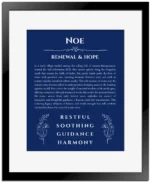 Noe custom name print for wall display in deep blue with black matte frame