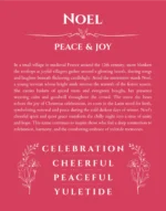 Noel name origin print with meaning and traits in red