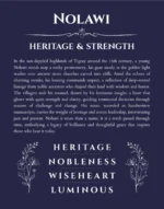 Nolawi custom name art showing meaning and origin in navy blue