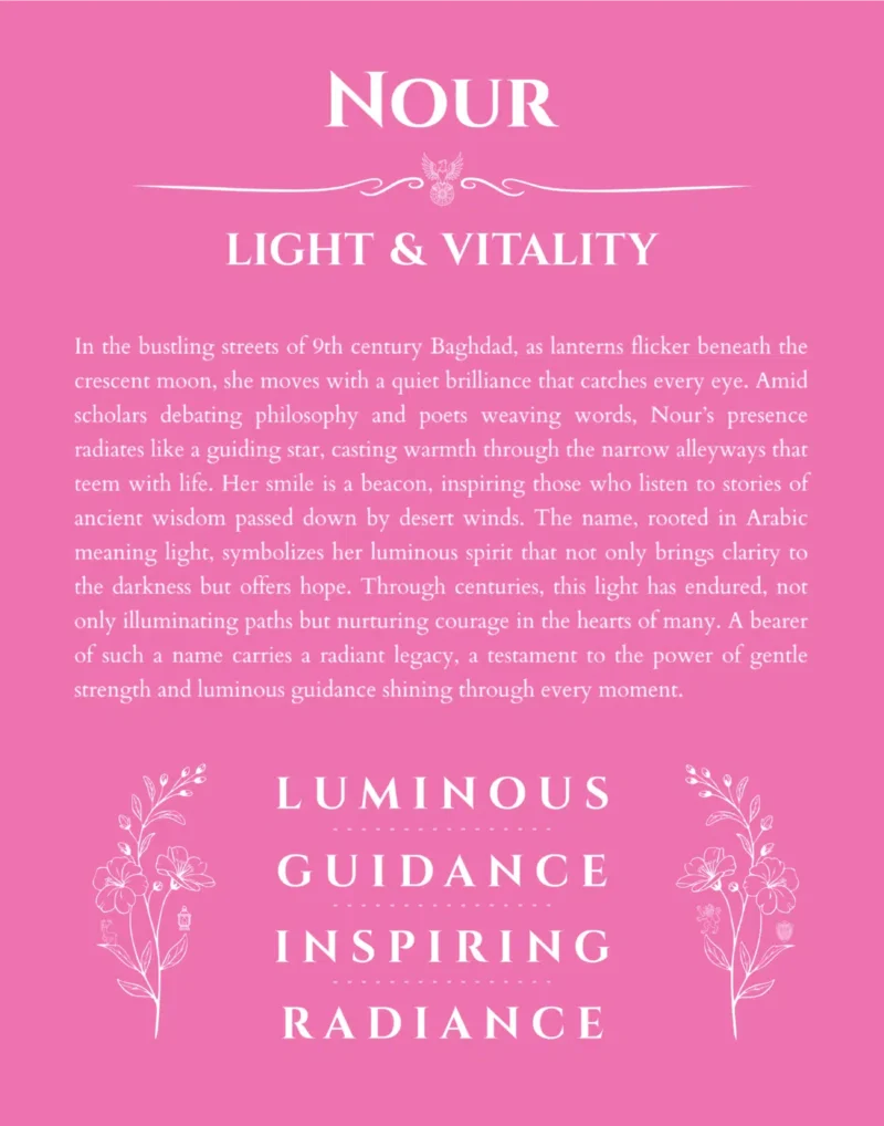 Nour custom name meaning print in pink