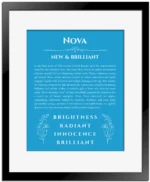 Nova custom name meaning print in blue with black matte frame