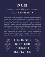 Nuri name origin print with meaning and traits in navy blue