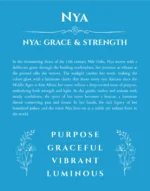 Nya custom name art showing meaning and origin in blue