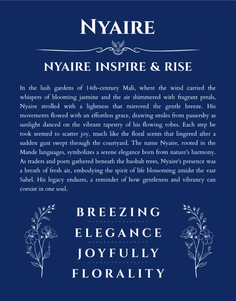 Nyaire personalized name meaning print in deep blue