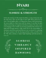 Nyari personalized name print with origin and traits in dark green