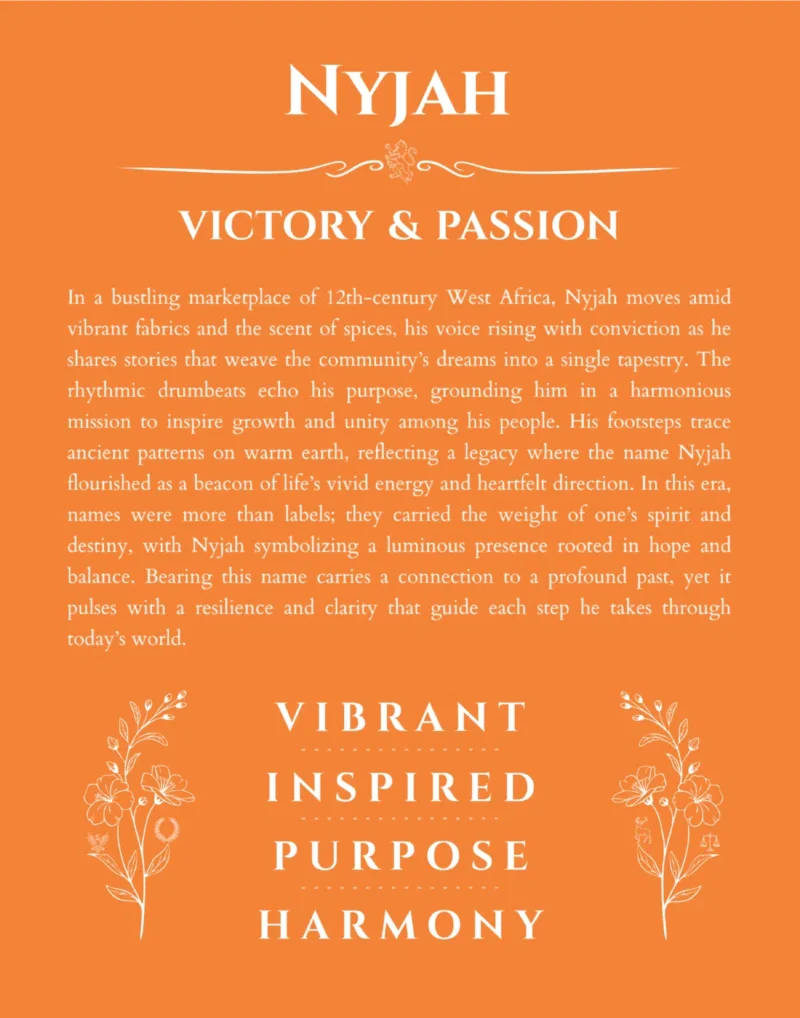 Nyjah custom name meaning print in orange
