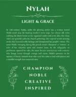 Nylah name meaning gift print in dark green