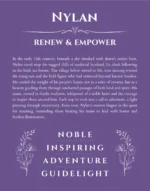 Nylan personalized name art with origin story in purple