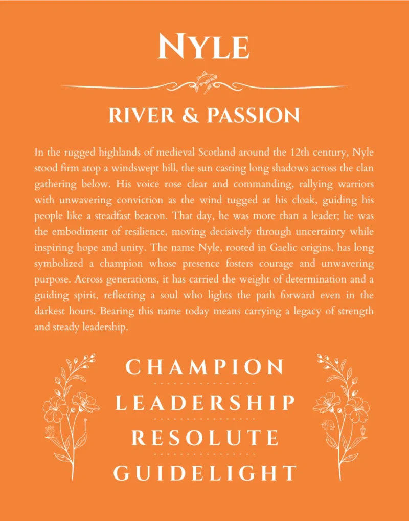 Nyle custom name print for wall display in orange