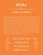 Nyra personalized name art with origin story in orange