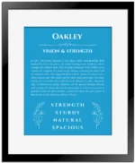 Oakley custom name meaning print in blue with black matte frame
