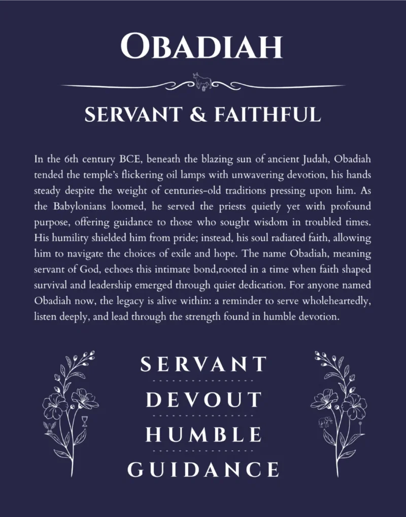 Obadiah name meaning wall art by Get Your Story in navy blue