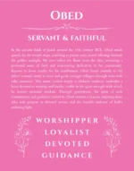 Obed personalized name print with origin and traits in pink