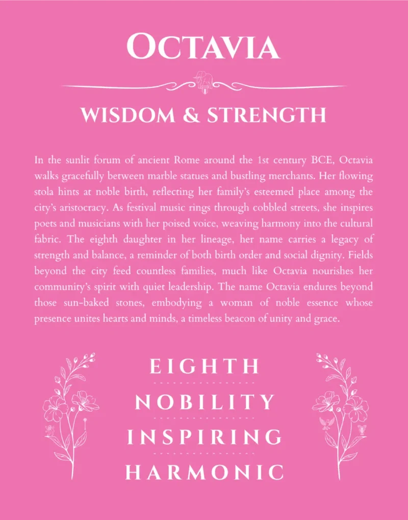 Octavia personalized name meaning print in pink