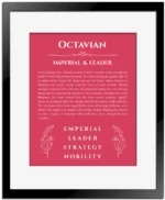 Octavian custom name meaning print in red with black matte frame