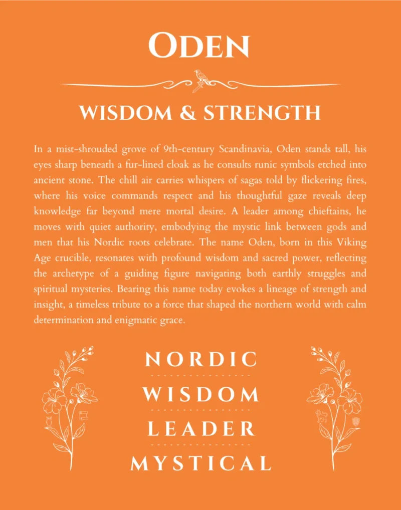 Oden personalized name print with origin and traits in orange
