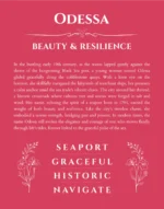 Odessa personalized name print with origin and traits in red