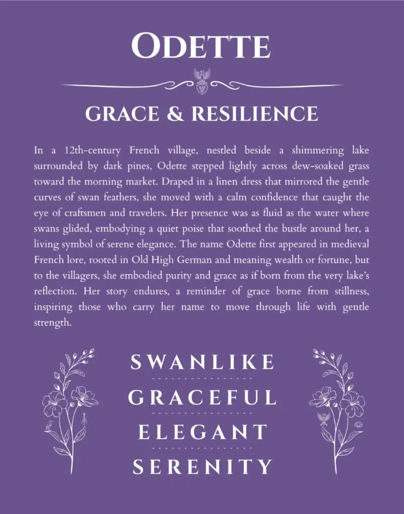 Odette personalized name meaning print in purple
