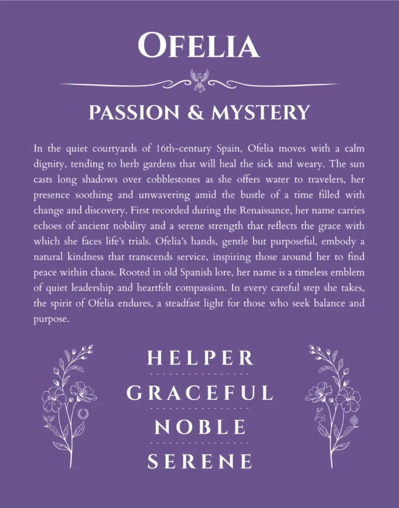 Ofelia custom name print for wall display in purple