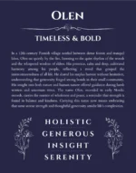 Olen name origin print with meaning and traits in navy blue