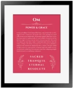 Om custom name print for wall display in red with black matte frame