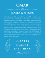 Omar personalized wall art with the story of your name in blue
