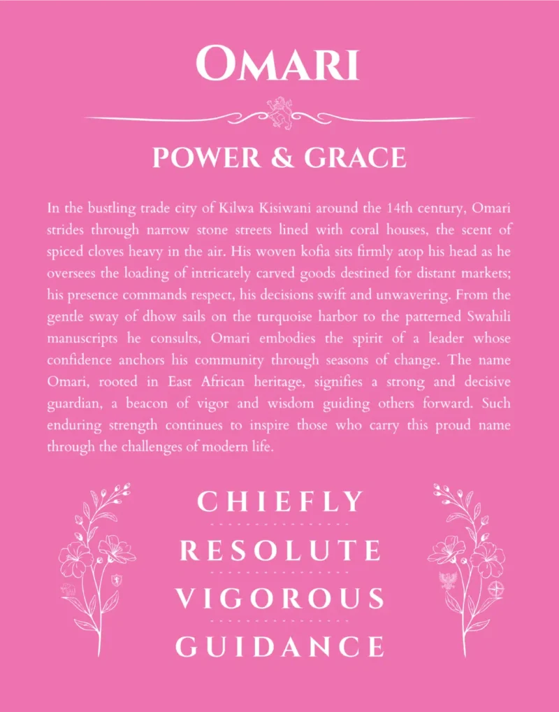 Omari name meaning gift print in pink