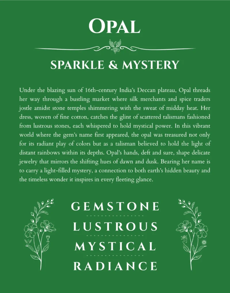 Opal custom name meaning print in dark green