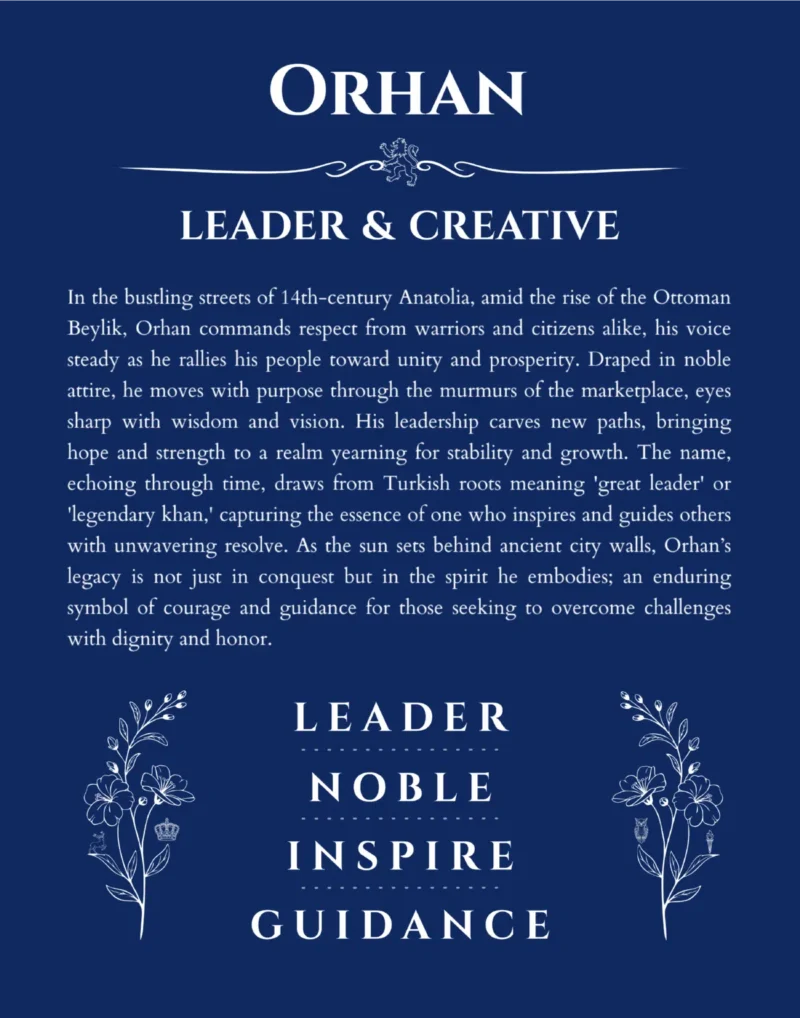 Orhan custom name meaning print in deep blue