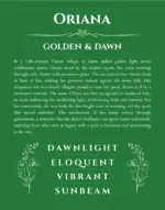 Oriana personalized wall art with the story of your name in dark green