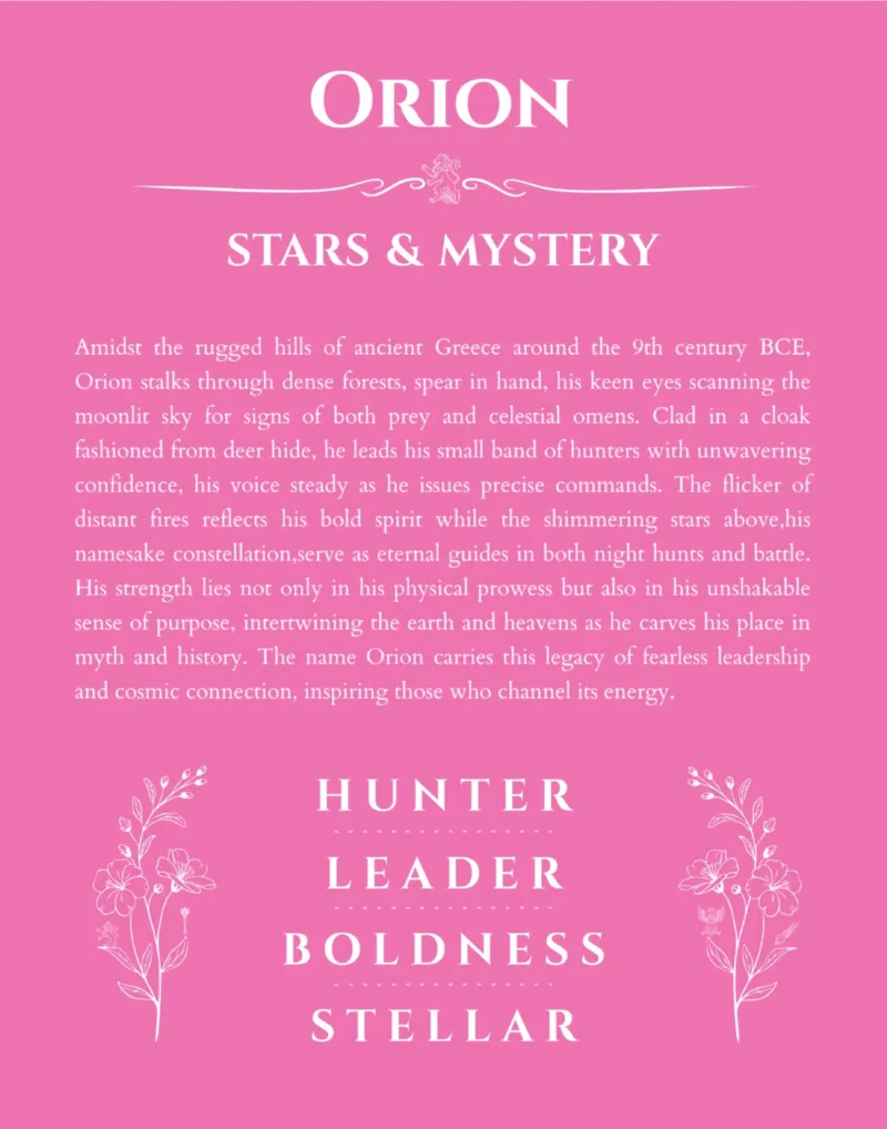 Orion custom name meaning print in pink