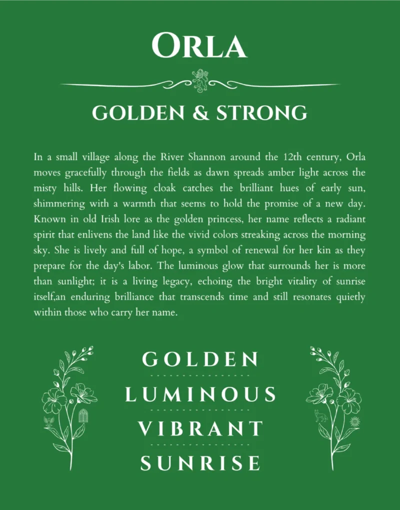 Orla name meaning wall art by Get Your Story in dark green