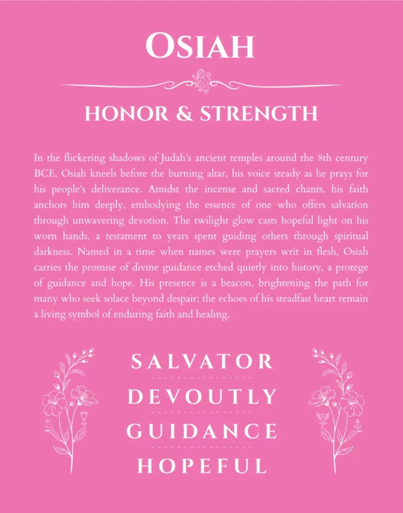 Osiah custom name print for wall display in pink
