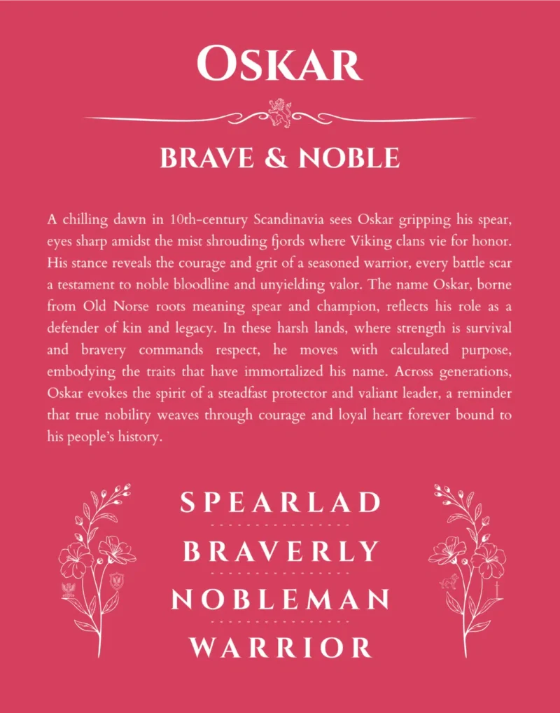 Oskar personalized name meaning print in red