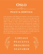 Oslo personalized name art with origin story in orange