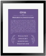 Otis name meaning gift print in purple with black matte frame