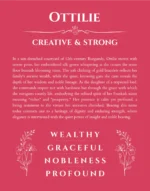 Ottilie name origin print with meaning and traits in red