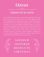 Oziah name meaning gift print in pink